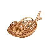 Panier polyvalent: le panier tissé est destiné à contenir vos fruits, bonbons, collations et autres articles de cuisine et ménagers, panier design en forme de poisson
