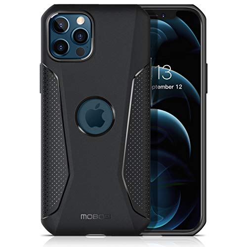 MOBOSI Net Series Designed for iPhone 12 Case/iPhone 12 Pro Case(2020), Rugged Shockproof Soft TPU Protective Case for iPhone 12/12 Pro 6.1 Inch - Matte Black