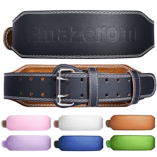 Emazerom Leather Weight Lifting Belt for Men and Women, Gym Belt Fitness Equipment Lumbar Back Support for Squats Exercise, Deadlift, Powerlifting Workout, Strength Training & Cross Training Black