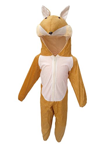 Image of Kaku Fancy Dresses Fox Wild Animal Costume for Kids - Brown, 3-4 Years | Animal Fancy Dress for Boys & Girls