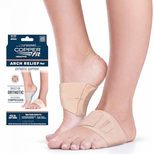 Copper Fit Arch Relief PLUS – Compression Wrap with Orthotic Arch Support Plantar Fasciitis, Flat Feet, Fallen Arches – Universal Fit for Men and Women