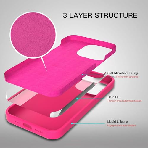 Image of MIDOS Back Cover Compatible with iPhone 14 Pro Max Case Liquid Silicone Full Protection Shock Proof Back Cover for iPhone 14 Pro Max (2022) 6.7 inch (S Hot Pink)