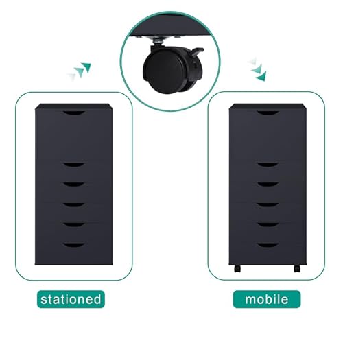 Naomi Home Office File Cabinets Wooden File Cabinets For Home Office Lateral File Cabinet Wood File Cabinet Mobile File Cabinet Mobile Storage Cabinet Filing Storage Drawer Black/6 Drawer #TOP3