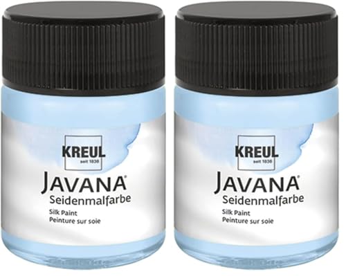 KREUL 8133 - Javana peinture sur soie en pot de 50 ml, bleu ciel, peinture brillante et hautement pigmentée à base d'eau, au caractère fluide, pénètre profondément dans les fibres (Lot de 2)