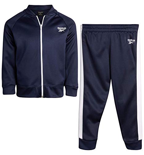 Reebok Baby/Toddler Boys Tracksuit  Warm Up Track Jacket and Jogger Sweatpants Playwear Set, Size 3T, Black/White