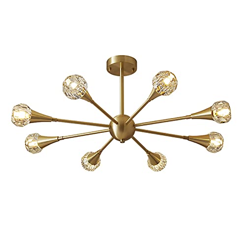 Lustre moléculaire G9 nordique en cuivre et cristal pour éclairage de plafond maison