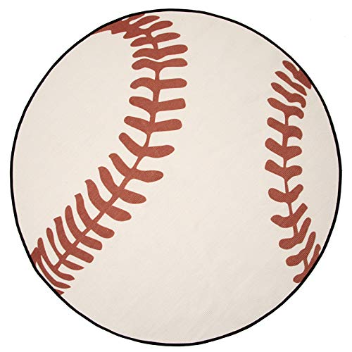 SHACOS Baseball Rug Kids Rug Round 47  Sport Rugs Washable Cotton Playing Working Rug for Kids Nursery Rug Bedroom Playmat (Baseball)