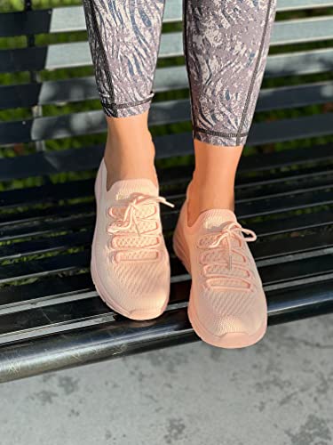 JENN ARDOR Womens Slip On Sneakers Walking Tennis Shoes Fashion Lightweight Casual Lace Up Running Sneakers for Gym Ladies Breathable Mesh Flats Shoes Comfortable3