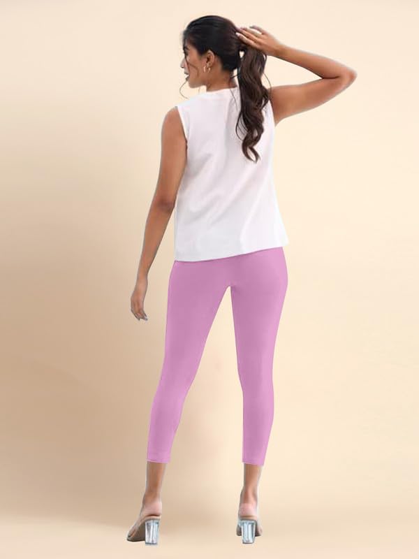 Image of TRENDMALLS Women's Microfiber Elastane Stretch Soft Cropped Leggings with Ultrasoft Waistband for Women