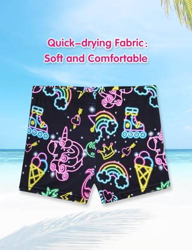 Image of Girls Swimsuit Colorful Short Sleeve Bathing Suits UPF 50+ Rash Guard Set Two Piece Summer Swimwear