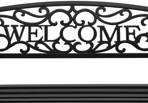 50" Outdoor Garden Bench, Patio Furniture Metal Outdoor Chair with Cast Iron Frame, Weather Proof 2-Person Outdoor Loveseat with Welcome Backrest for Park, Porch, Pool, Backyard