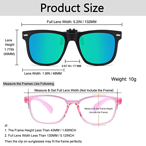 Long Keeper Kids Polarized Clip On Sunglasses Teen Boys Girls Square Flip Up Clip-on Sunglasses Over Glasses2