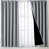 AIFY カーテン 4枚セット 1級遮光 高い機能性 高密度な生地 黒裏地タイプ 小窓 ドレープカーテン UVカット 形態記憶加工済み 断熱 節電対策 昼夜目隠し 保温 おしゃれ 洗える 洗濯機対応 (カーテン2枚 レース2枚)幅100 cm×丈110 cm ライトグレー
