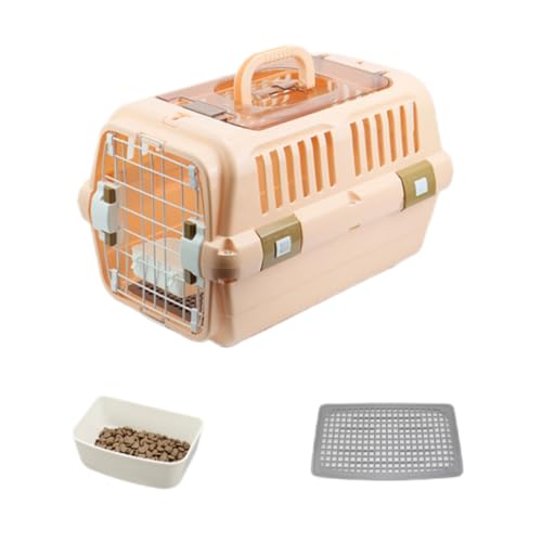 Wangdan ペットキャリー 猫 キャリー コンテナ 耐荷重10KG 頑丈 フードボウル&メッシュカバー付き キャリーケース 大きめ 持ち運び 航空輸送ボックス 旅行 通院 防災 簡単組立 犬 キャリーケース (55*36.5*35cm,ホワイト)