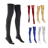 ボンテージ ストッキング セクシー 光沢 密着 ロングストッキング フェイク レザーストッキング レディース コスチューム フェイクレザー ニーハイ ブラック コスプレ (イエロー)