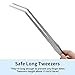 Long Tweezers for Aquarium 15 inch - 2 Pcs Stainless Steel Reptile Feeding Tongs, Curved and Straight Design with No Slip Tips,Terrarium Aquascape Tools Snake Bearded Dragon Tank Accessories
