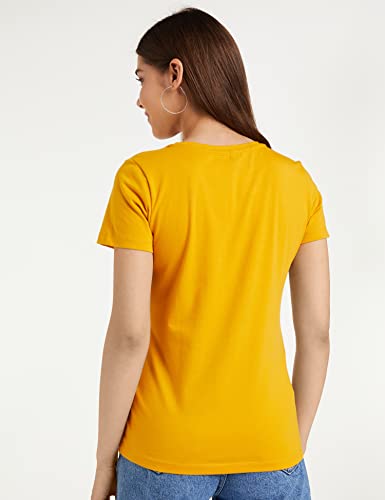 Image of Amazon Brand - Symbol Women Cotton Stretch Regular Fit Round Neck Half Sleeve T-Shirt (Available in Plus Sizes)