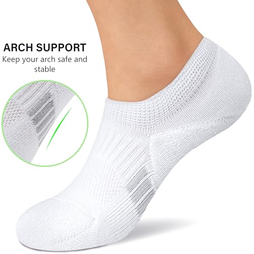 Image of Amutost Womens No Show Socks Anti-Slip Cushioned Breathable 5-10Pairs | Silicone heel grips, Arch compression band, Elastic cuffs, Moisture wicking, Size 6-8 /7-9 /9-11, Reduces blisters