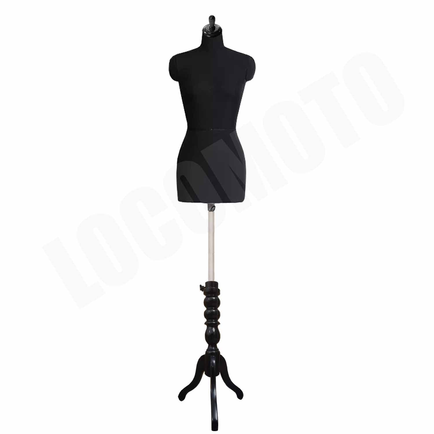LOCOMOTO Female Mannequins | Black Female Dress Form Mannequins With Wooden Stand for Display Clothing Stand & Mesurements Uses - Ideal Clothing Shop, Showroom & Exhibitions (8)