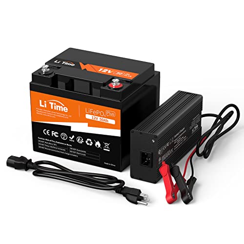 LiTime 12V 50Ah LiFePO4 Lithium Battery with 14.6V 10A Lithium Battery