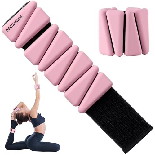 Image of BECOJADDE Ankle Weights Set of 2 (1 lb /2 lb /3 lb Each) Adjustable Wrist Weights for Women Men Wearable Arm Leg Weight for Pilates, Running, Walking, Workout, Yoga
