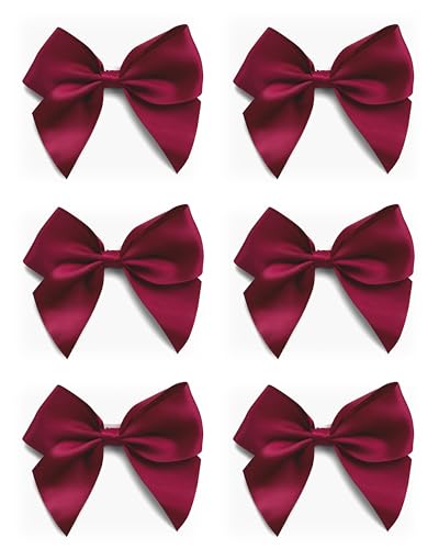 Italian Options Large Satin Ribbon Bows Self-Adhesive Fabric Bow Decorations for Gift Wrapping Hampers Cake Decoration Hair Bows Crafts Crafting Burgundy 6 Pack 10 cm