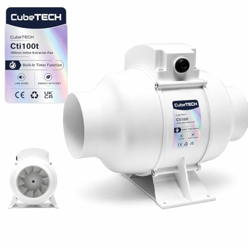 CubeTECH CTi100t 100mm (4) Inline Bathroom Extractor Fan w/Timer Two-Speed