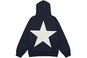 White Fox Star Print-pull over Hoodie