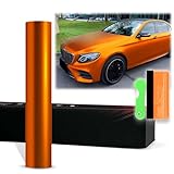 12'x60' (1FTx5FT) Lava Orange PET Romance Chrome Vinyl Wrap Auto Car Sticker Decal Film Sheet Bubble Free Air Release Technology with Tool Kit