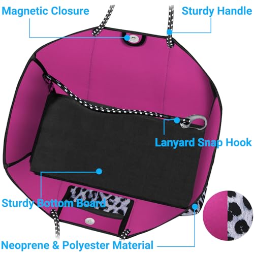 Image of IBFUN Neoprene Tote Bag Large Beach Bag for Women Pool Gym Tote Bag Travel Tote Bag