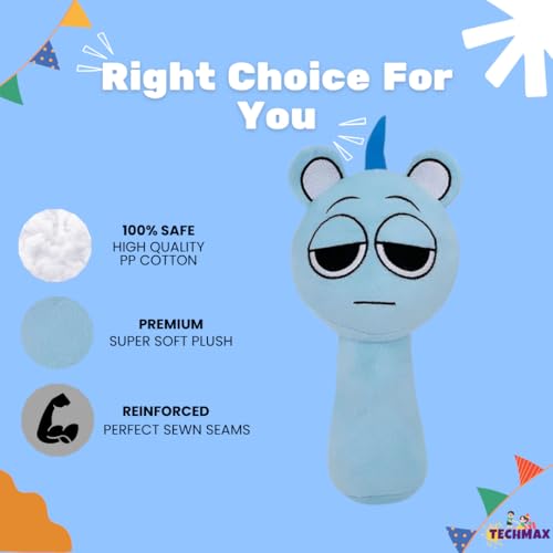 Image of Customized Text Blue Shy Sprunki Plush Toys