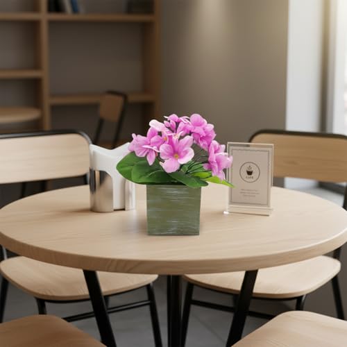 Image of KARP Artificial Potted Plants, 20Cm Height Mini Pink Hydrangea Flower Plant with Pots Home Decor, Indoor Artificial Ornamental Plant for Living Room, Office Desk & Bathroom, Decorative