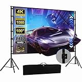 Tela de Projeção Portátil 100 Polegadas, 16:9, 68-210cm Ajustável, 160° Ângulo de Visão, Dupla Face