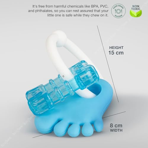 Image of Baybee Ring Natural Water Filled Silicone Teether for Babies to Soothe Their Gums, Bpa Free Food Grade Easy Grasp Teething & Chewing Toys for Babies 6 to 12 Months Baby Infant (Blue)