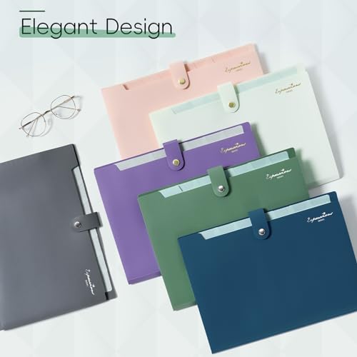 image for Sooez Elegant Accordion File Organizer, 8 Pocket Expanding File Folder
