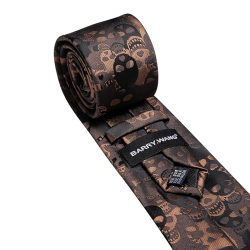 Image of Barry.Wang Man Tie Sets Skull Ties Animal Extra Long Necktie Silk Woven Handkerchief Cufflinks Festival Party Gift