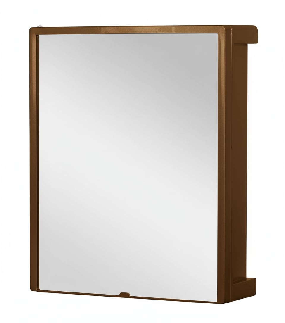 CIPLA PLAST New Rich Look Bathroom Cabinet with Mirror | Storage Organiser | Strong Plastic Bathroom Shelves Wall Mounted | Bathroom Accessories| Mirror Cabinet (Champagne Gold) 4