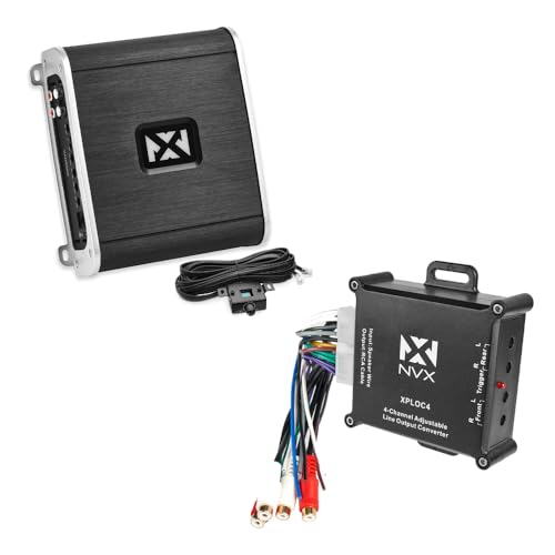 NVX VAD10001 2000W Monoblock Amplifier & NVX XPLOC4 600W Adjustable Line Output Converter Bundle | Complete High-Power Audio Solution for Car, Truck, Marine, UTV, and Motorcycle
