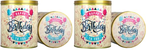 Image of Cookieman Happy Birthday Assorted Cookies Gift Tin - 600 Gram | Chocolate Chip, Double Choco Chip, Butter Cashew, Black Currant & Mocha Cookies, Perfect For Special Occasions & Gifting (Pack of 2)
