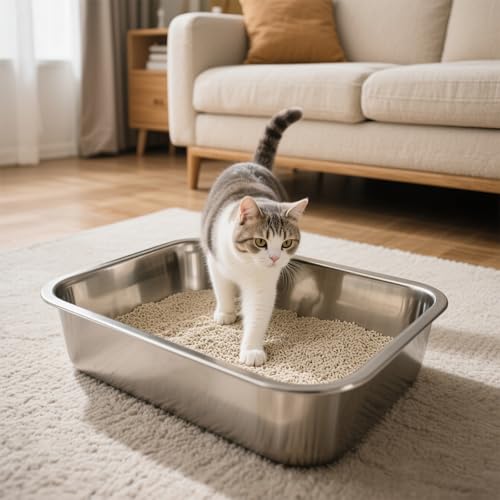 Arenero metálico para gato 2 unidades 17.72x13.78x5.91 pulgadas miniatura 7