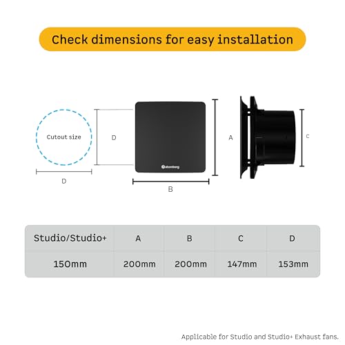 Image of atomberg Studio Exhaust Fan 150mm (6 Inches) | BLDC Motor | 6.8W| Low Noise | 2000 RPM| Ideal for Bathroom,Kitchen | Easy to Clean | Installation-Round Cut (153mm) | 2 Years Warranty | (Matte Black)