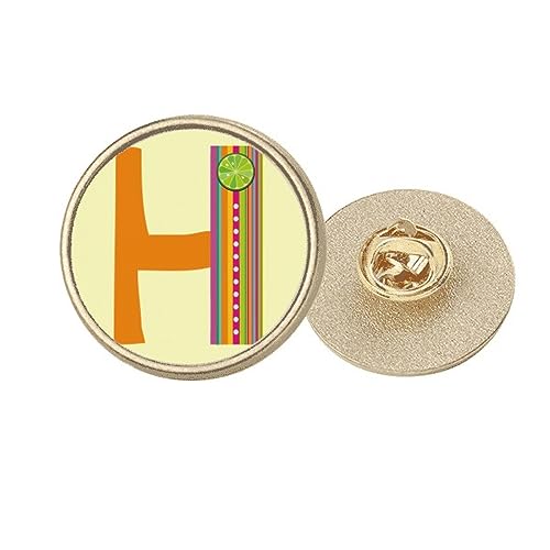 Broche ronde H métal doré motif fruits orange taille M pour femme