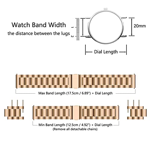 ToVioc Strap Compatible with Amazfit GTS 3/ GTS 2e/ GTS 2 Mini/GTS 2/ GTS/GTR 42mm, Adjustable and Stainless Steel Replacement Bracelet for Huawei Watch GT 3 42mm/ GT 2 42mm - Rose Gold - Image 4