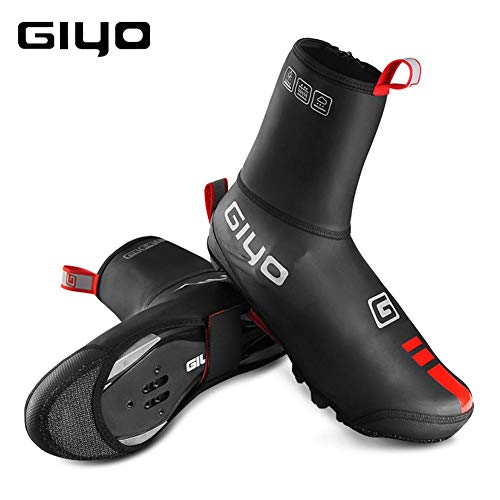Rvest Copriscarpe Bici Resistente Prova Inverno E Pelle PU Impermeabile Copriscarpe Ciclismo Fodera in Lana Calda e Suola Spessa Riflettente per Sport all'Aria Aperta
