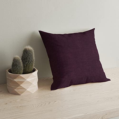 Image of Encasa XO Thick Chenille Throw Pillow Covers Set of 1 | Wine - (24 inchx24 inch) (60x60 cm) | Decorative Accent Square Throw Pillow Cases for Couch, Home Decor, Sofa