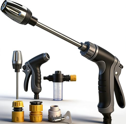 Pistolet Haute Pression pour Tuyau d'arrosage, Nettoyeur Haute Pression Turbo pour Tuyau d'arrosage, Pistolet pulvérisateur Haute Pression débit d'eau réglable pour...