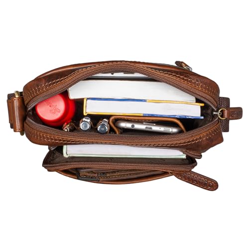 Bolso bandolera de hombre para iPad de 9,7 pulgadas STILORD Jaime pequeño bolso de cuero marrón 4