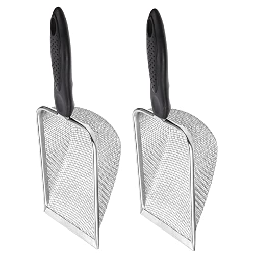 INOOMP 2個入り 爬虫類テラリウム用トイレ掃除シャベル ステンレス製細目メッシュスコップ カメ ヘビ カエルなどペットケージ清掃用