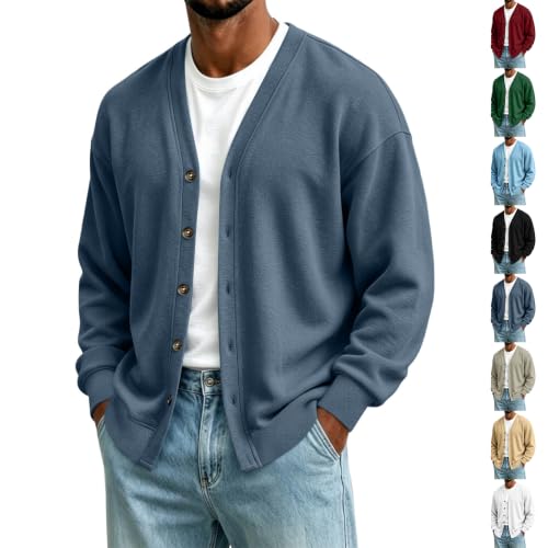 Mens Sweatshirt Cardigan Button Down Sweater Oversized Fall Light Jackets - image 1