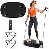 Vibrationsplatte, 6 Modi & 120 Einstellbare Geschwindigkeiten Vibrationsplatte mit Widerstandsbändern und Fernbedienung, Timer für Zuhause/Fitnessstudio/Büro (Bluetooth-fähig)